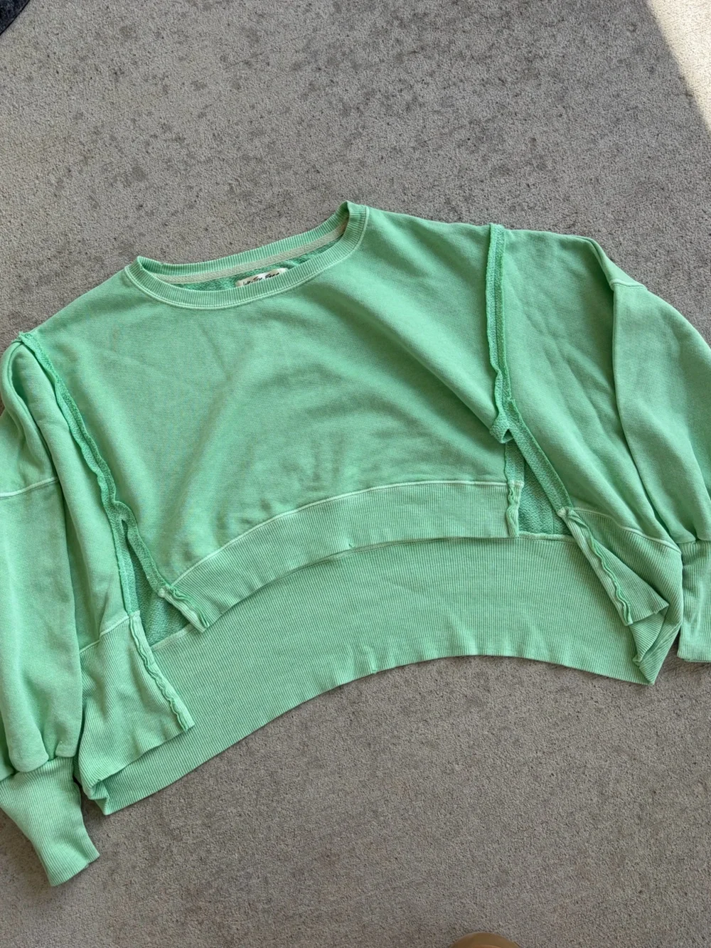 We the free Camden cropped sweatshirt fleece light green meadow NWOT top - Picture 3 of 7